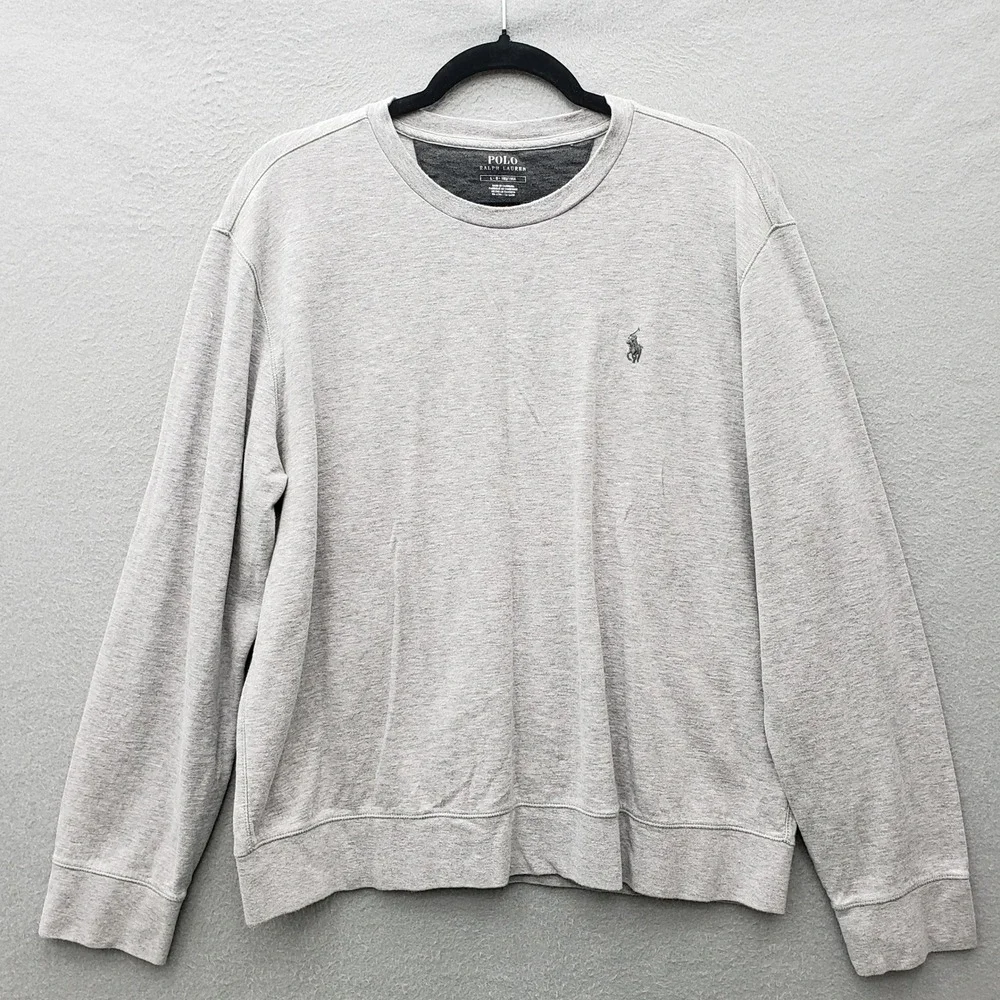 Polo Ralph Lauren Pony Logo Crewneck Sweatshirt Light Gray Preppy Minimalist L